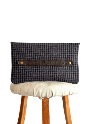 BINIALI CLUTCH - REMNANT HOUNDSTOOTH & VINTAGE SEERSUCKER PINSTRIPE - ONE-OF-ONE