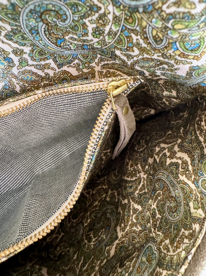 BINIALI CLUTCH - REMNANT HOUNDSTOOTH & VINTAGE PAISLEY SATIN - ONE-OF-ONE.