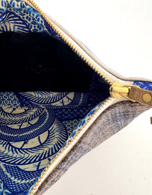 PETRA POUCH - REMNANT ITALIAN TWEED & VINTAGE AFRICAN WAXED COTTON ONE OF ONE