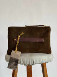 PETRA POUCH - REMNANT BRITISH  HOUNDSTOOTH TWEED & HAPPY HORSES  - ONE OF ONE