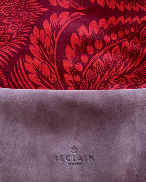 BINIALI CLUTCH - REMNANT ITALIAN HERRINGBONE TWEED & VINTAGE PATTERNED COTTON- ONE-OF-ONE