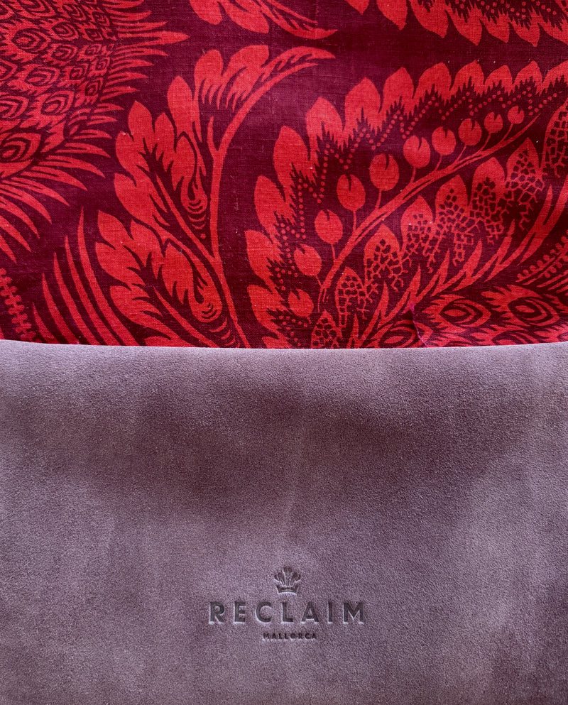 BINIALI CLUTCH - REMNANT ITALIAN HERRINGBONE TWEED & VINTAGE PATTERNED COTTON- ONE-OF-ONE