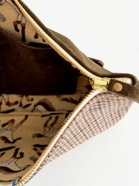 PETRA POUCH - REMNANT BRITISH  HOUNDSTOOTH TWEED & HAPPY HORSES  - ONE OF ONE