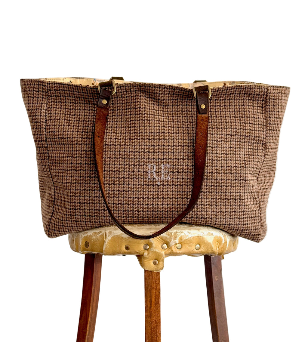 ORIENT TOTE - BRITISH  HOUNDSTOOTH AND HAPPY HORSES  - ONE-OFF