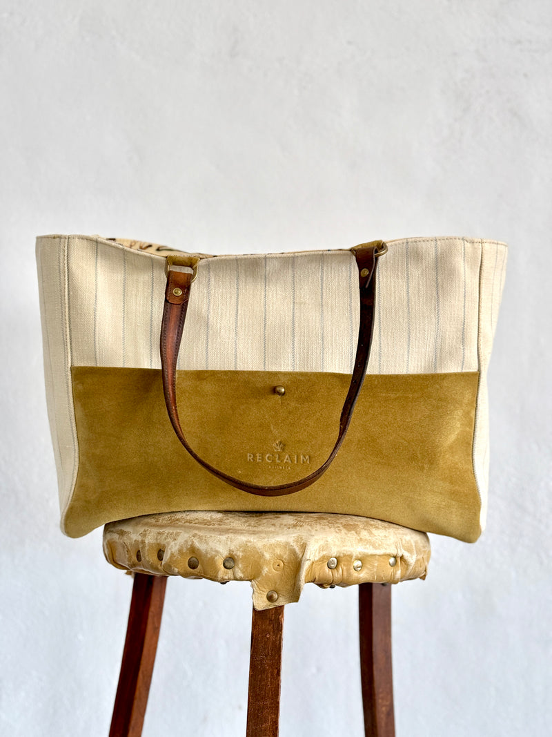 ORIENT TOTE - VINTAGE PINSTRIPE HERRINGBONE - ONE-OFF
