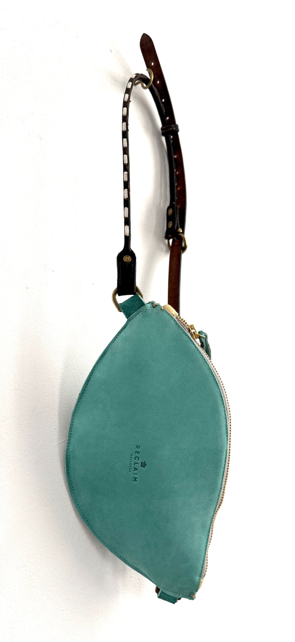 CAMPOS BELT BAG - TURQUOISE  SUEDE & REMNANT HAPPY HORSES  ONE-OF-A-KIND