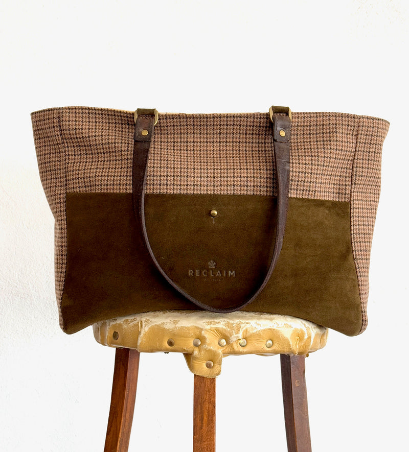 ORIENT TOTE - BRITISH  HOUNDSTOOTH AND HAPPY HORSES  - ONE-OFF