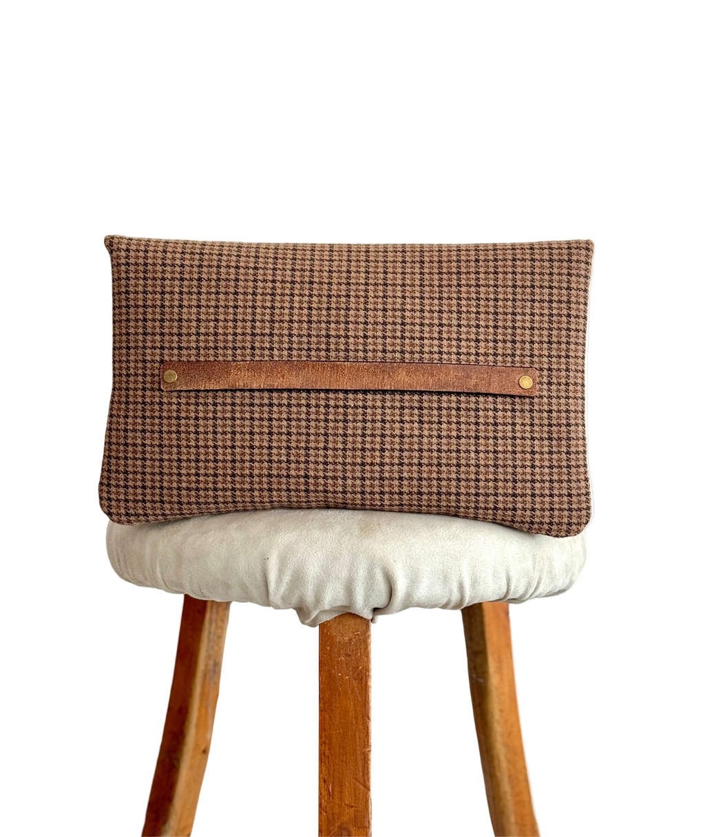 BINIALI CLUTCH - REMNANT BRITISH HOUNDSTOOTH & VINTAGE AFRICAN COTTON - ONE-OF-ONE.