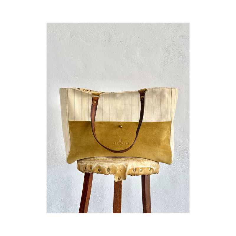ORIENT TOTE - VINTAGE PINSTRIPE HERRINGBONE - ONE-OFF
