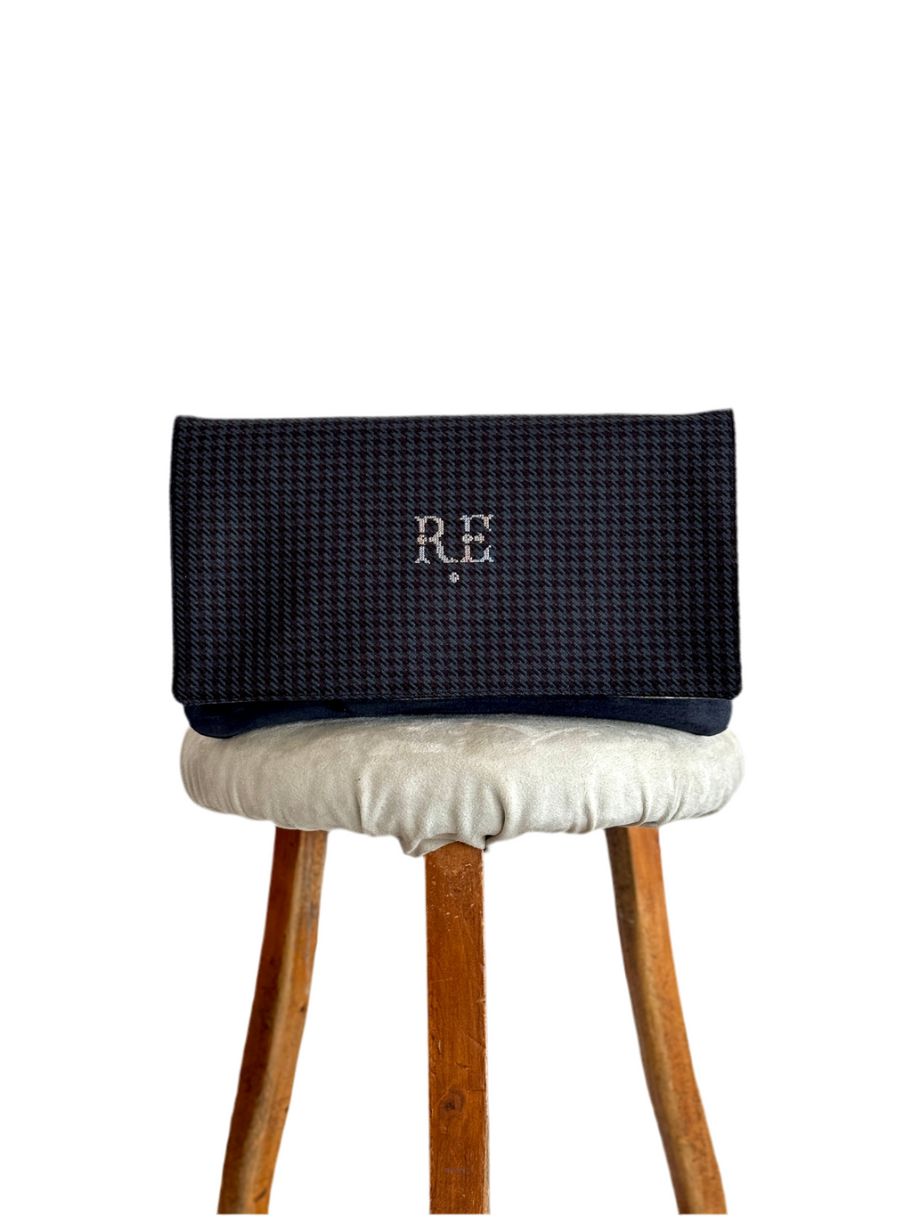 BINIALI CLUTCH - REMNANT BRITISH HOUNDSTOOTH & PAISLEY SATIN - ONE-OF-ONE.