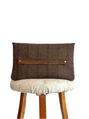 BINIALI CLUTCH - REMNANT ITALIAN HERRINGBONE TWEED & VINTAGE PATTERNED COTTON- ONE-OF-ONE