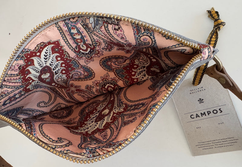 CAMPOS BELT BAG - GREY SUEDE & REMNANT PAISLEY SILK  ONE-OFF