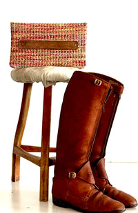 BINIALI CLUTCH - REMNANT MULTICOLOURED  WEAVE  & VINTAGE BRITISH  VELVET - ONE-OF-ONE