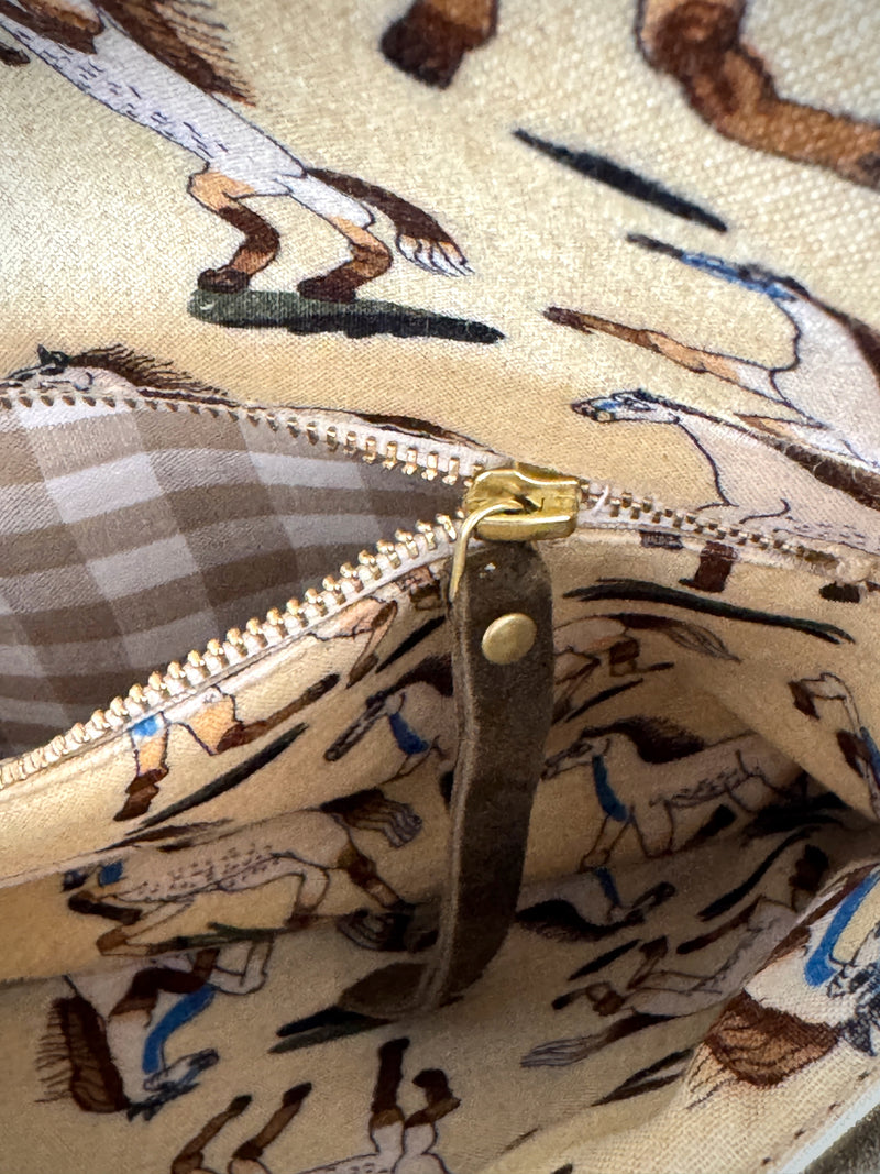 BINIALI CLUTCH - REMNANT BRITISH HOUNDSTOOTH & HAPPY HORSES - ONE-OF-A-KIND