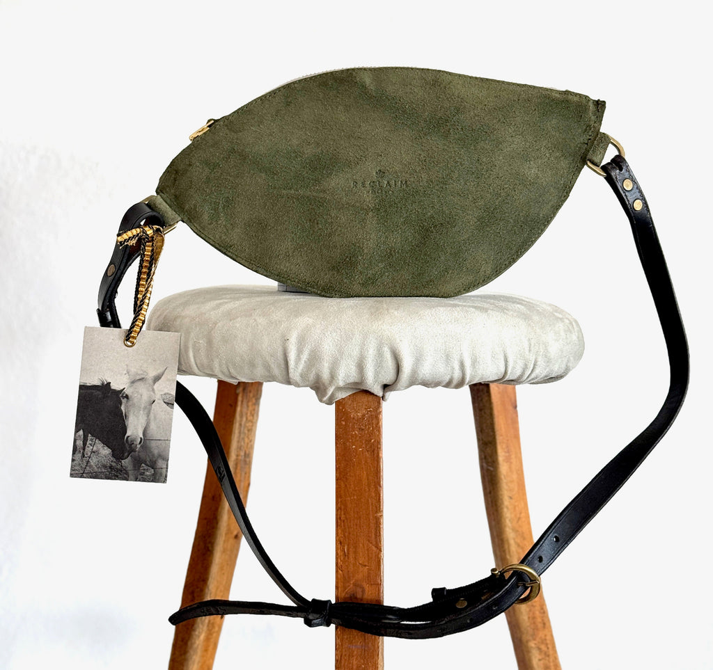 CAMPOS BELT BAG - GREEN SUEDE & REMNANT OLIVE GREEN SILK  ONE-OF-A-KIND
