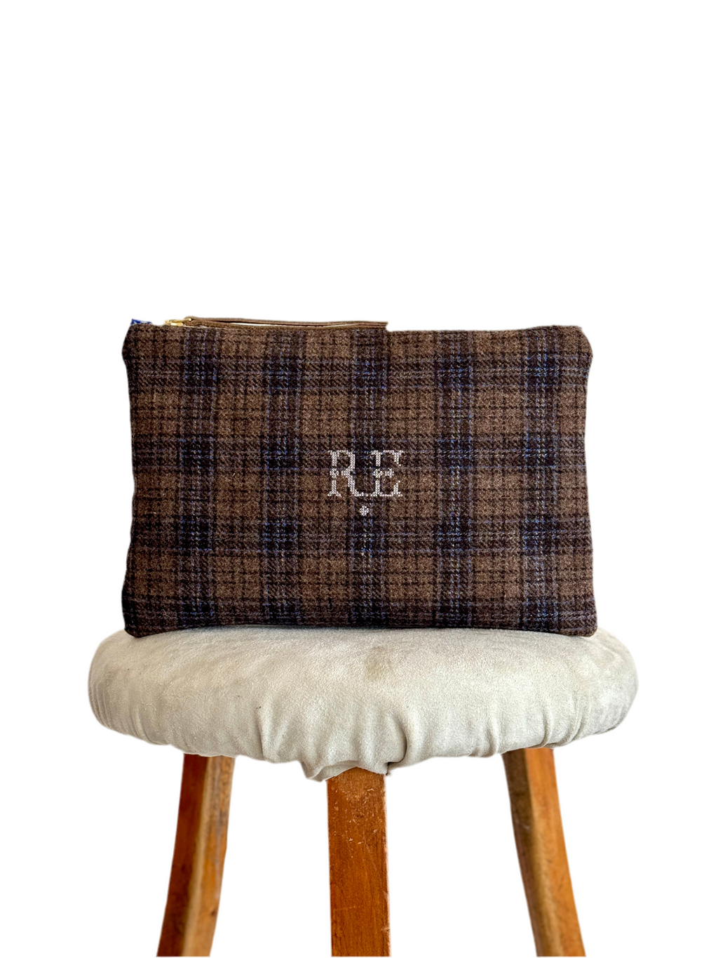 PETRA POUCH - REMNANT ITALIAN TWEED & VINTAGE AFRICAN WAXED COTTON ONE OF ONE