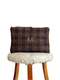 PETRA POUCH - REMNANT ITALIAN TWEED & VINTAGE AFRICAN WAXED COTTON ONE OF ONE