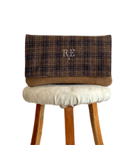 BINIALI CLUTCH - REMNANT ITALIAN TWEED & VINTAGE PINSTRIPE COTTON- ONE-OF-ONE.