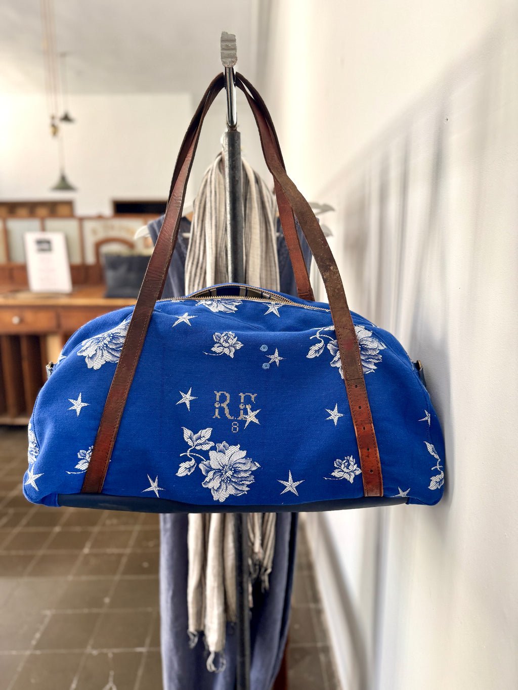 DEIA DUFFLE - VINTAGE BLUE MATTRESS  FABRIC ONE-OF-A-KIND