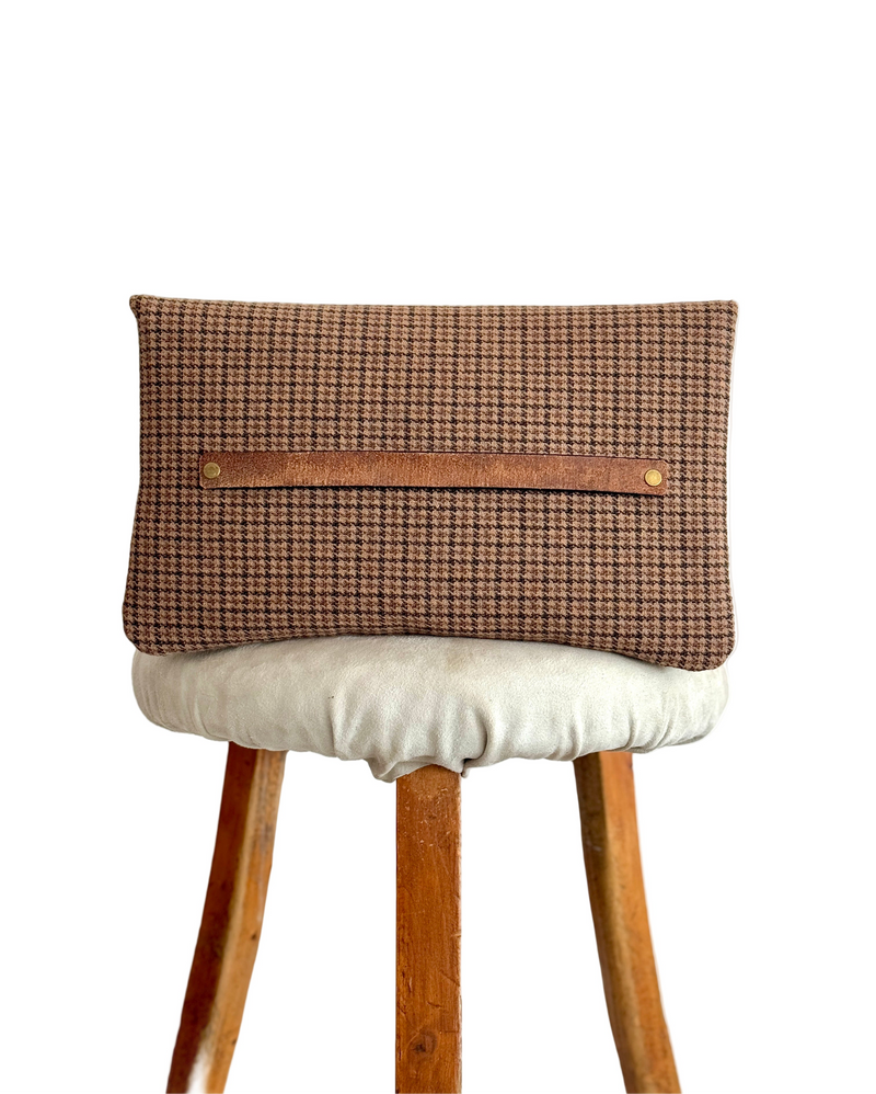 BINIALI CLUTCH - REMNANT BRITISH HOUNDSTOOTH & VINTAGE AFRICAN COTTON - ONE-OF-ONE.
