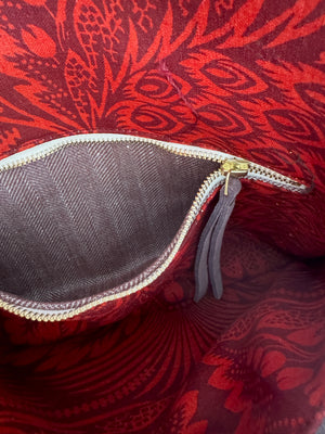 BINIALI CLUTCH - REMNANT ITALIAN HERRINGBONE TWEED & VINTAGE PATTERNED COTTON- ONE-OF-ONE