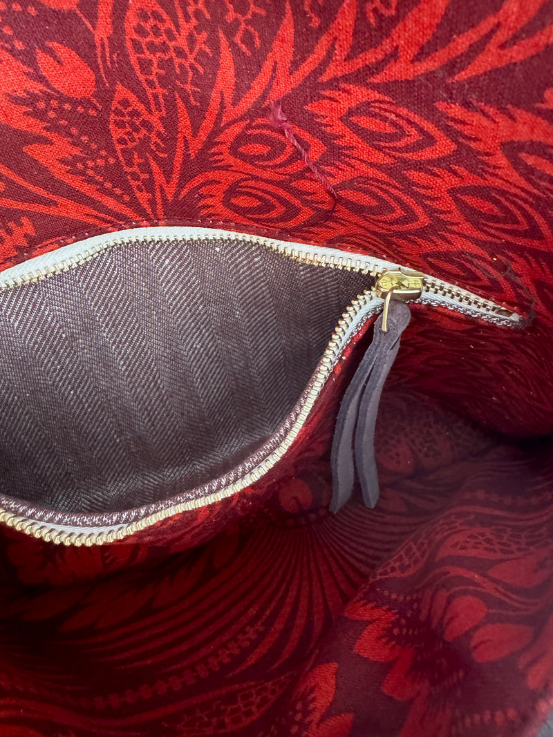 BINIALI CLUTCH - REMNANT ITALIAN HERRINGBONE TWEED & VINTAGE PATTERNED COTTON- ONE-OF-ONE