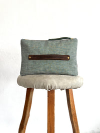 PETRA POUCH - REMNANT BRITISH  HOUNDSTOOTH & VINTAGE IKAT FABRIC  ONE OF ONE