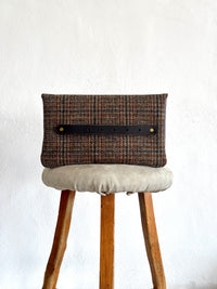 BINIALI CLUTCH - REMNANT HARRIS TWEED & VINTAGE PINSTRIPE COTTON- ONE-OF-ONE