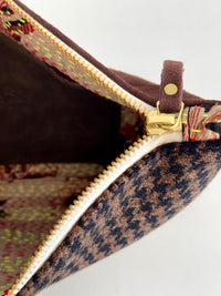 PETRA POUCH - REMNANT BRITISH  HOUNDSTOOTH & VINTAGE KANTHA FABRIC  ONE OF ONE
