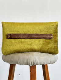 BINIALI  CLUTCH - VINTAGE CHARTREUSE VELVET ONE-OF-A-KIND