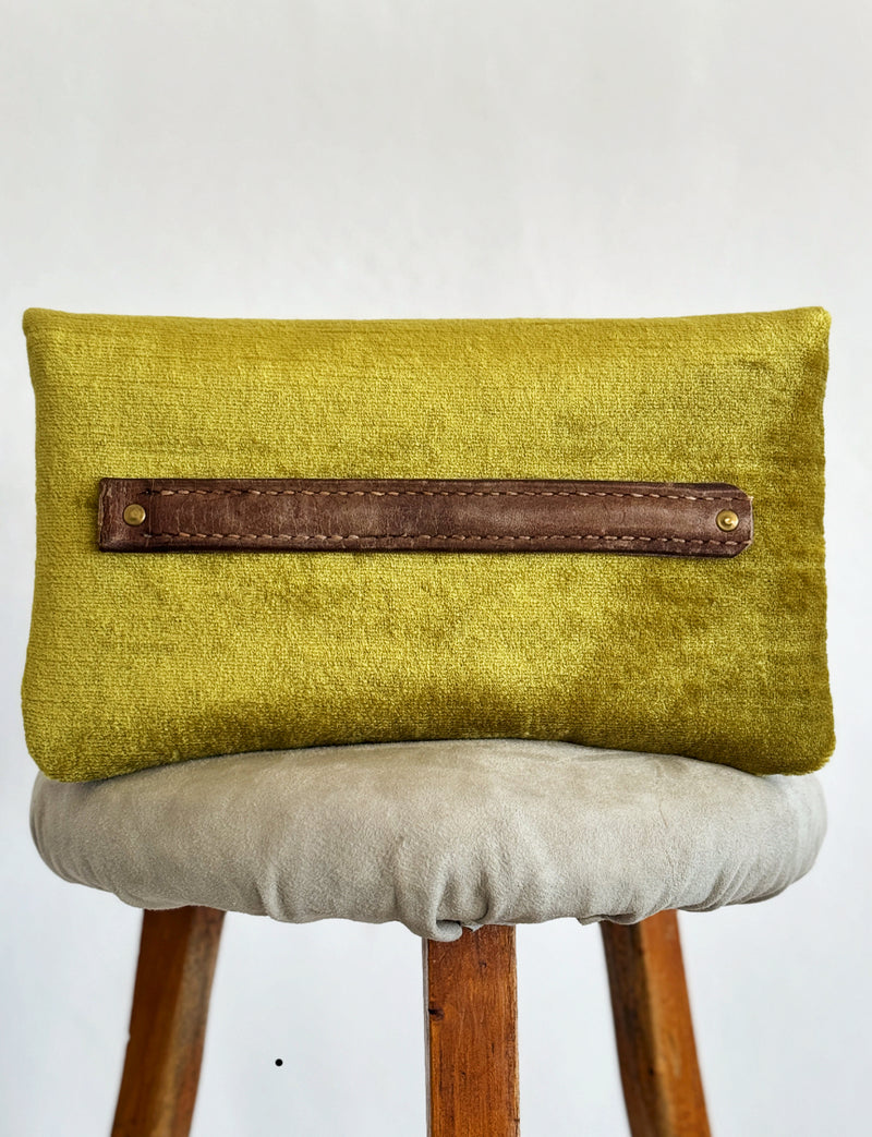 BINIALI  CLUTCH - VINTAGE CHARTREUSE VELVET ONE-OF-A-KIND
