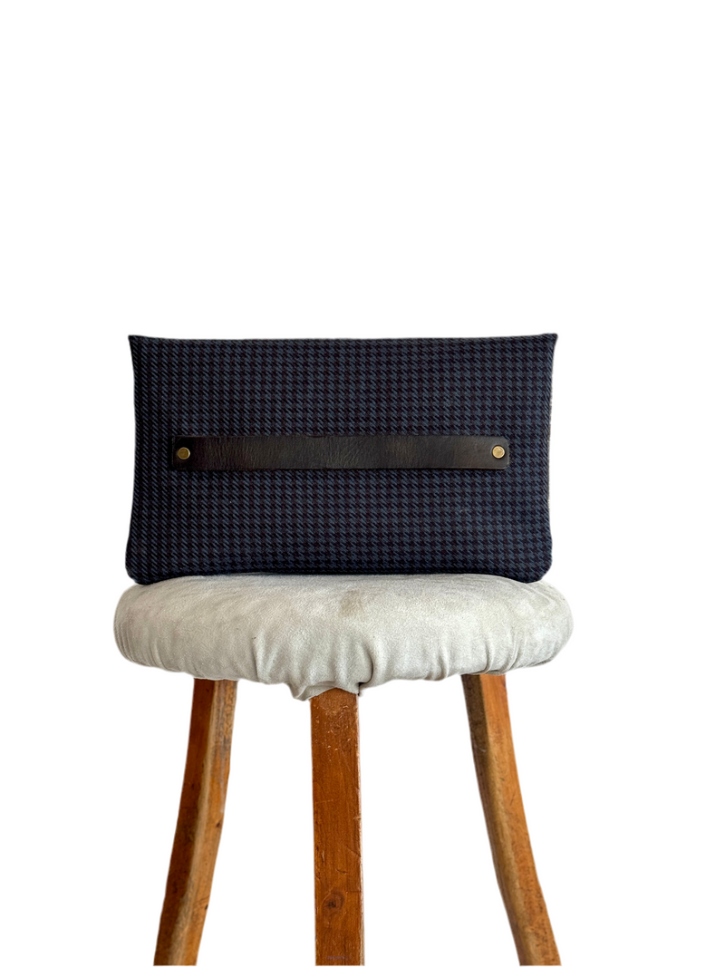 BINIALI CLUTCH - REMNANT BRITISH HOUNDSTOOTH & PAISLEY SATIN - ONE-OF-ONE.