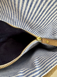 BINIALI CLUTCH - REMNANT HARRIS TWEED & VINTAGE PINSTRIPE COTTON- ONE-OF-ONE
