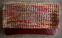 BINIALI CLUTCH - REMNANT MULTICOLOURED  WEAVE  & VINTAGE BRITISH  VELVET - ONE-OF-ONE