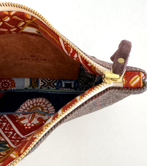 PETRA POUCH - REMNANT ITALIAN HERRINGBONE TWEED & VINTAGE HERRINGBONE LINEN ONE OF ONE