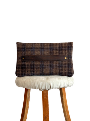 BINIALI CLUTCH - REMNANT ITALIAN TWEED & VINTAGE PINSTRIPE COTTON- ONE-OF-ONE.