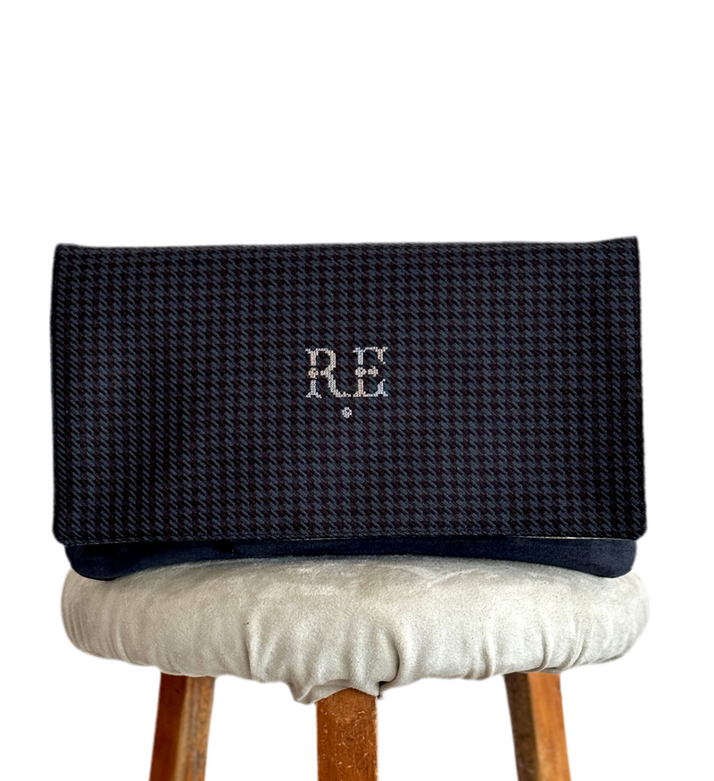 BINIALI CLUTCH - REMNANT BRITISH HOUNDSTOOTH & PAISLEY SATIN - ONE-OF-ONE.