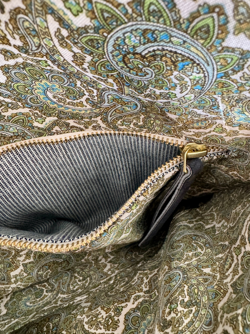 BINIALI CLUTCH - REMNANT BRITISH HOUNDSTOOTH & PAISLEY SATIN - ONE-OF-ONE.