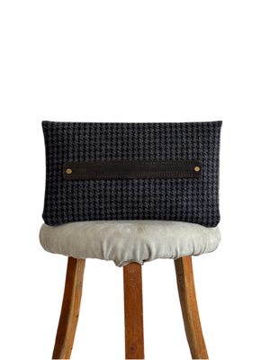 BINIALI CLUTCH - REMNANT HOUNDSTOOTH & VINTAGE PAISLEY SATIN - ONE-OF-ONE.