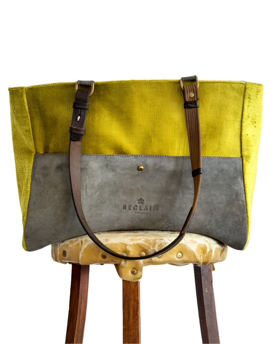 ORIENT TOTE - VINTAGE CHARTREUSE VELVET - ONE-OF-A-KIND