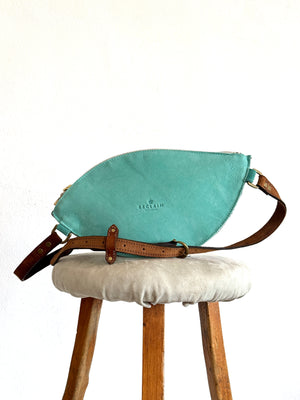CAMPOS BELT BAG - TURQUOISE SUEDE HAPPY HORSES PRINT - ONE-OF-A-KIND