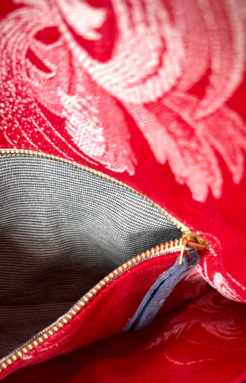 BINIALI CLUTCH - REMNANT WEAVE  & VINTAGE MATTRESS FABRIC - ONE-OF-ONE