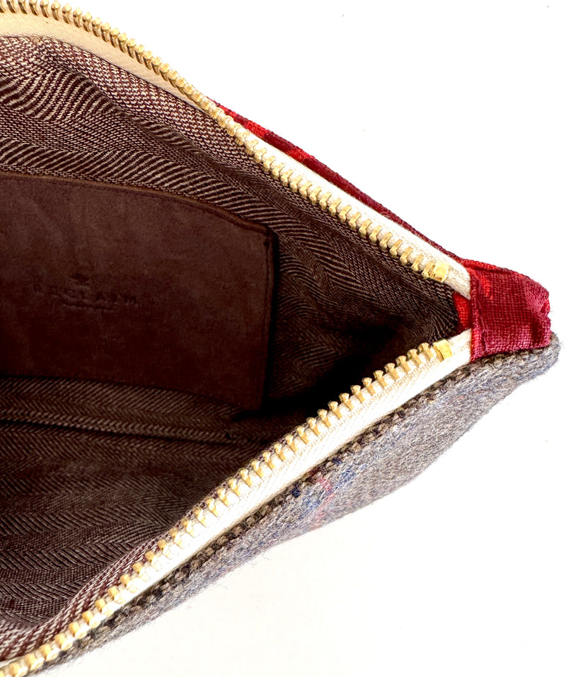 PETRA POUCH - REMNANT ITALIAN HERRINGBONE TWEED & VINTAGE HERRINGBONE LINEN ONE OF ONE