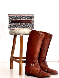 BINIALI CLUTCH - REMNANT WEAVE  & VINTAGE MATTRESS FABRIC - ONE-OF-ONE