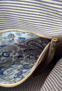 BINIALI CLUTCH - REMNANT HOUNDSTOOTH & VINTAGE SEERSUCKER PINSTRIPE - ONE-OF-ONE