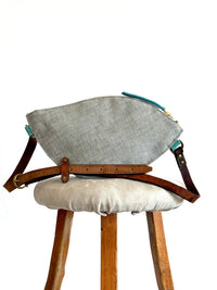CAMPOS BELT BAG - TURQUOISE SUEDE HAPPY HORSES PRINT - ONE-OF-A-KIND