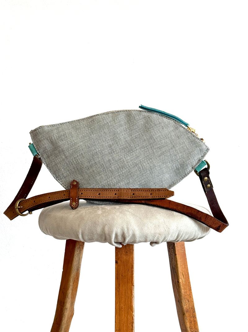 CAMPOS BELT BAG - TURQUOISE SUEDE HAPPY HORSES PRINT - ONE-OF-A-KIND