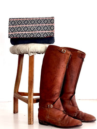 BINIALI CLUTCH - REMNANT WEAVE  & VINTAGE MATTRESS FABRIC - ONE-OF-ONE