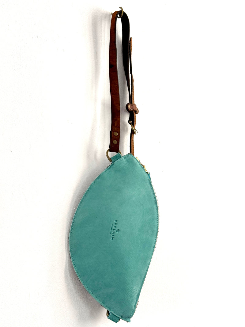 CAMPOS BELT BAG - TURQUOISE SUEDE HAPPY HORSES PRINT - ONE-OF-A-KIND