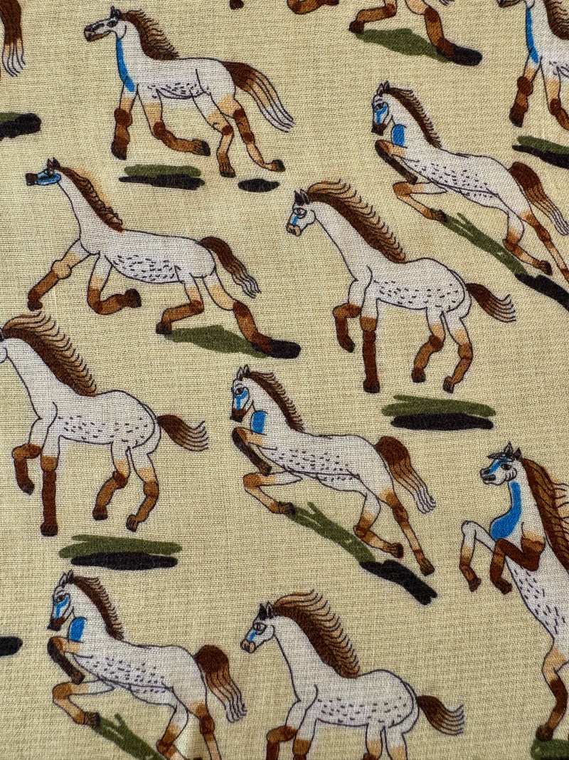 CAMPOS BELT BAG - TURQUOISE  SUEDE & REMNANT HAPPY HORSES  ONE-OF-A-KIND